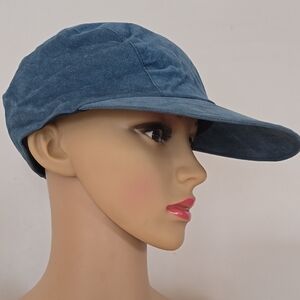 Blue Baseball Cap with Soft Ultrasuede Fabric and Curved Brim